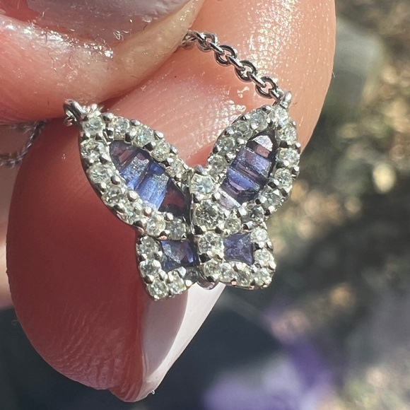 Nicole rose jewelry diamond purple sapphire butterfly necklace - Picture 11 of 16